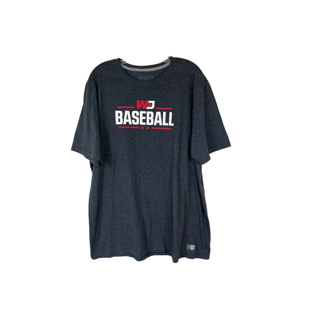Russell Washington & Jefferson W&J Baseball Tshirt Mens Large Gray Athletic Fit
